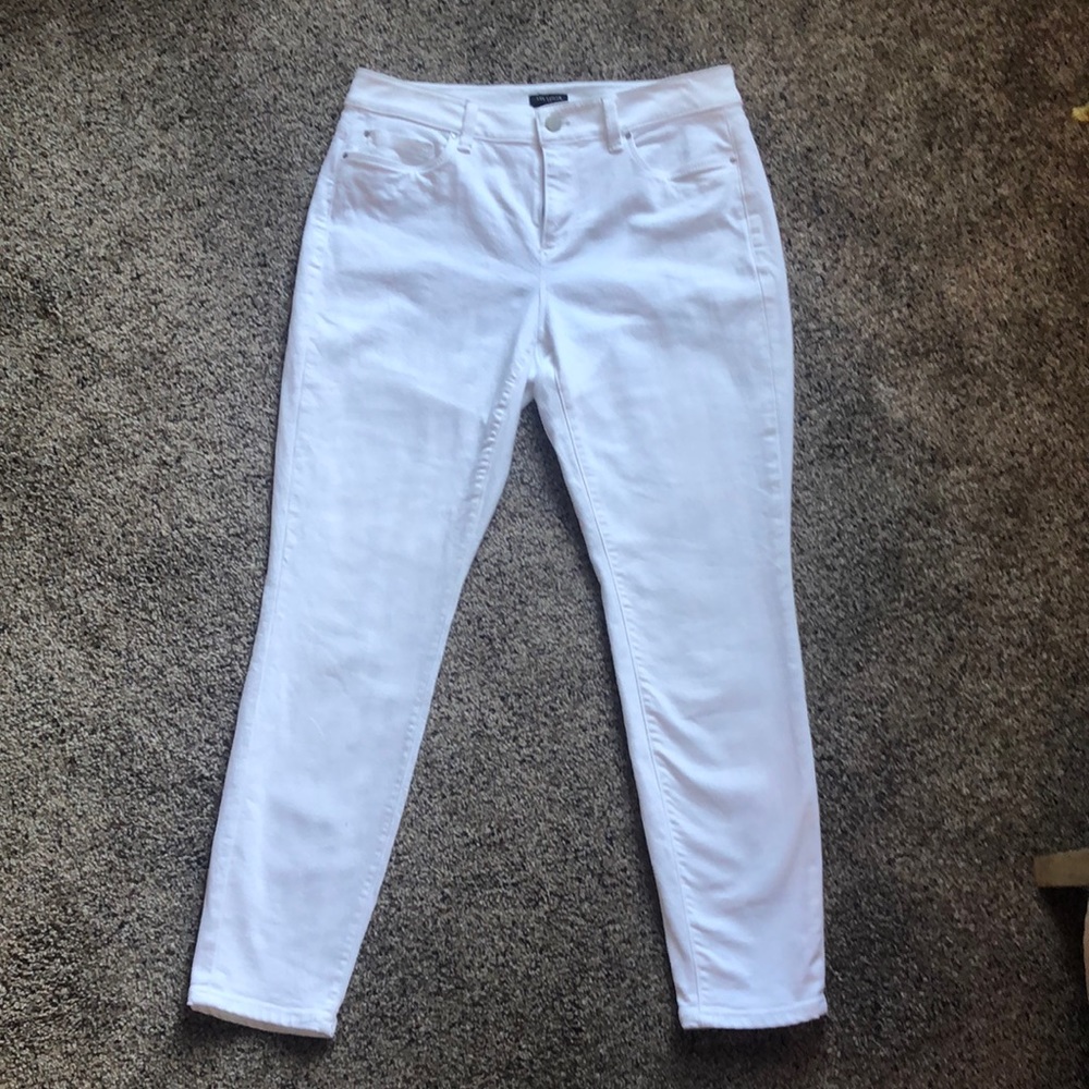 Ann Taylor, White Jeans, ankle length, Curvy 6
